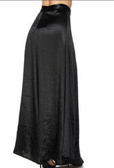 Black Long Satin Skirt |  Long Satin Skirt